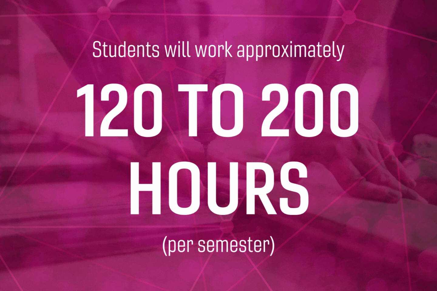 Gif that reads Students will work approximately 120 to 200 hours per semester