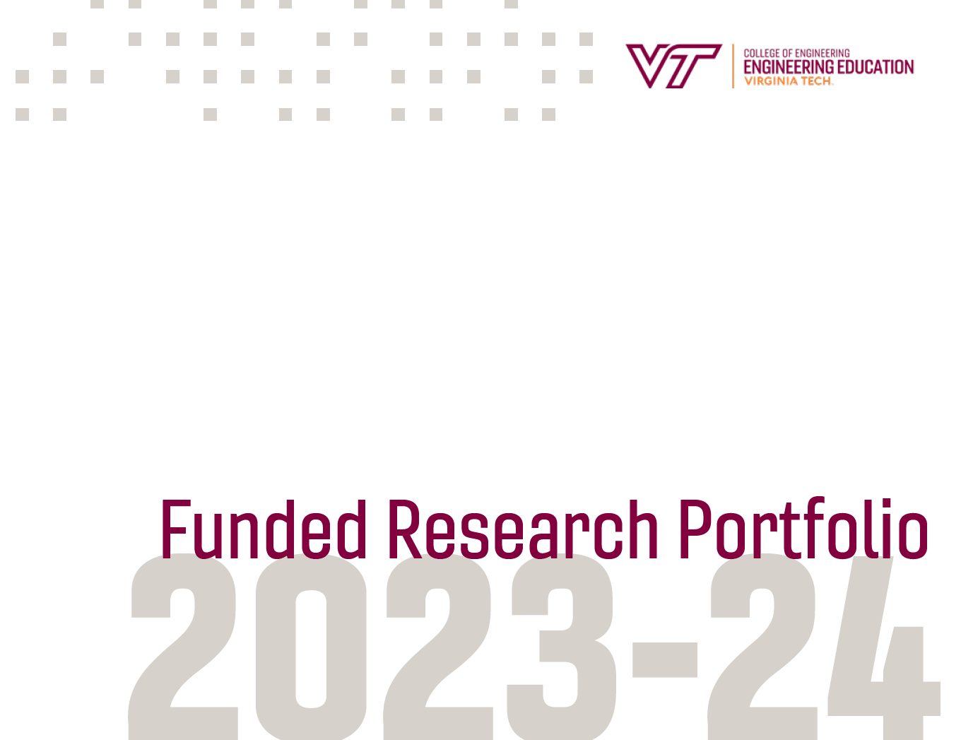 The cover of the 2023-24 Funded Research Portfolio for Engineering Education. The image is a link that takes you to the full portfolio PDF.