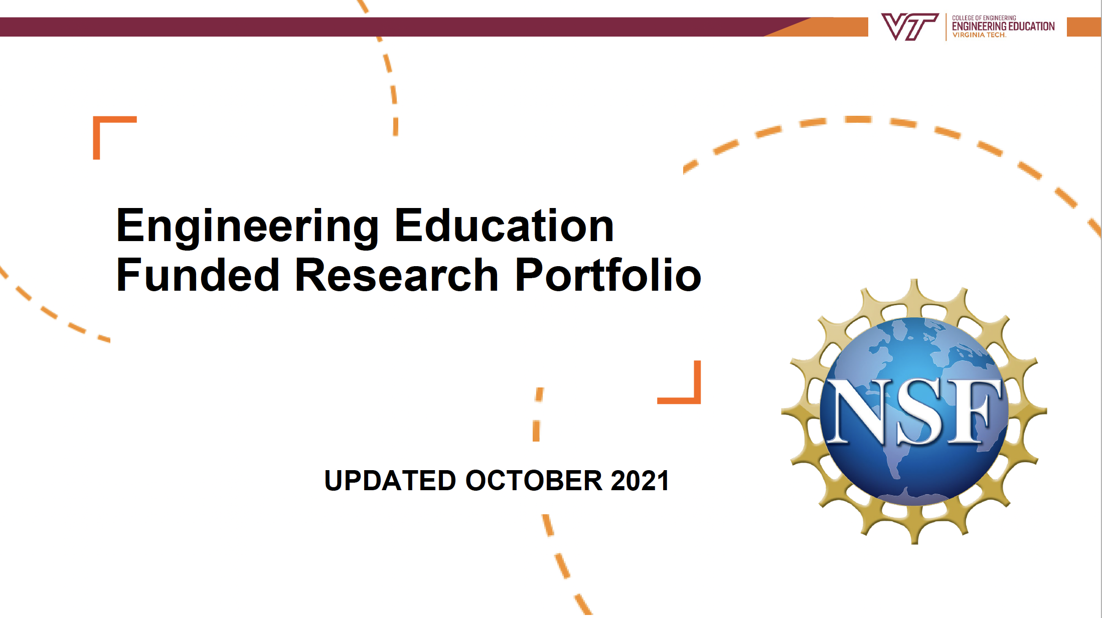 Engineering Education Funded Research Portfolio Updated October 2021