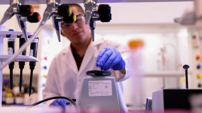 researcher running tests