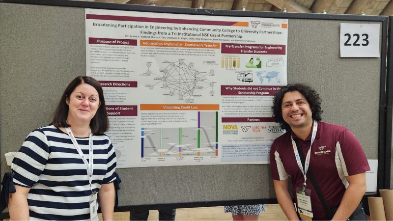 Rene Alberto Hernandez and Amy Richardson stand in front of their research poster.