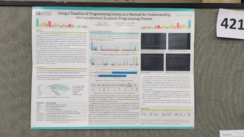 Research poster that reads, "Using a Timeline of Programming Events as a Method for Understanding the Introductory Students' Programming Process."