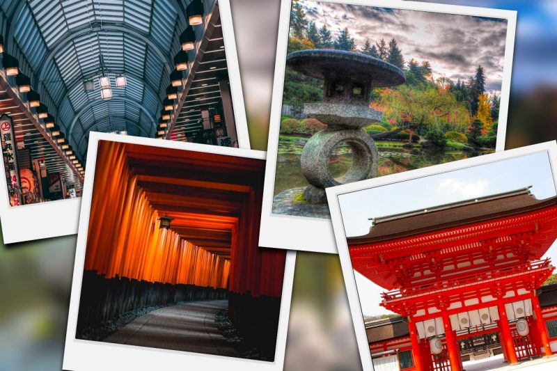 A collage of photos from Japan